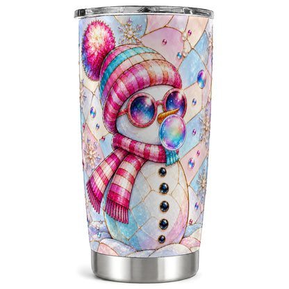 Colorful Snowman Tumbler 20oz, Winter Tumbler, Stainless Steel Travel Cup