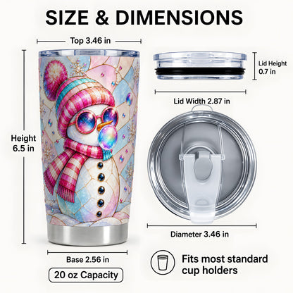 #pl[20oz|Steel] Colorful Snowman Tumbler 20oz, Winter Tumbler, Stainless Steel Travel Cup
