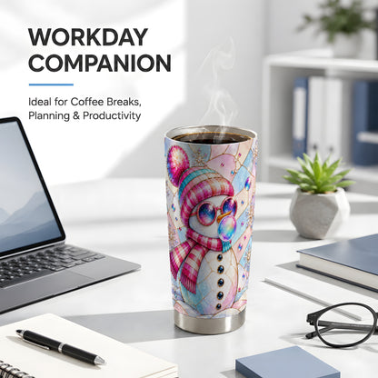 #pl[20oz|Steel] Colorful Snowman Tumbler 20oz, Winter Tumbler, Stainless Steel Travel Cup