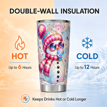 #pl[20oz|Steel] Colorful Snowman Tumbler 20oz, Winter Tumbler, Stainless Steel Travel Cup