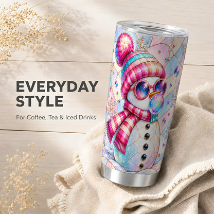 #pl[20oz|Steel] Colorful Snowman Tumbler 20oz, Winter Tumbler, Stainless Steel Travel Cup