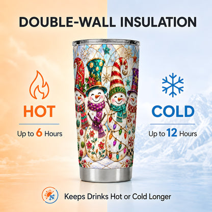 #pl[20oz|Steel] Snowman Family Tumbler 20oz, Christmas Tumbler, Stainless Steel Travel Cup
