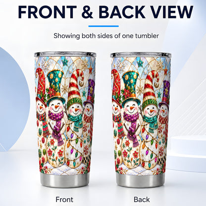 #pl[20oz|Steel] Snowman Family Tumbler 20oz, Christmas Tumbler, Stainless Steel Travel Cup