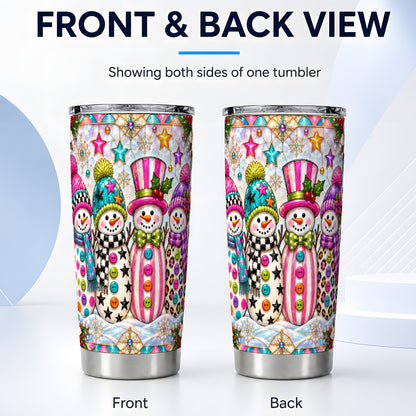 #pl[20oz|Steel] Colorful Snowman Tumbler 20oz, Christmas Tumbler, Stainless Steel Travel Cup