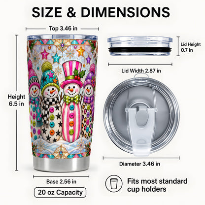 #pl[20oz|Steel] Colorful Snowman Tumbler 20oz, Christmas Tumbler, Stainless Steel Travel Cup
