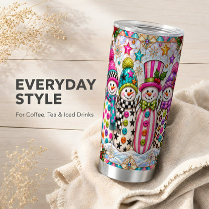 #pl[20oz|Steel] Colorful Snowman Tumbler 20oz, Christmas Tumbler, Stainless Steel Travel Cup