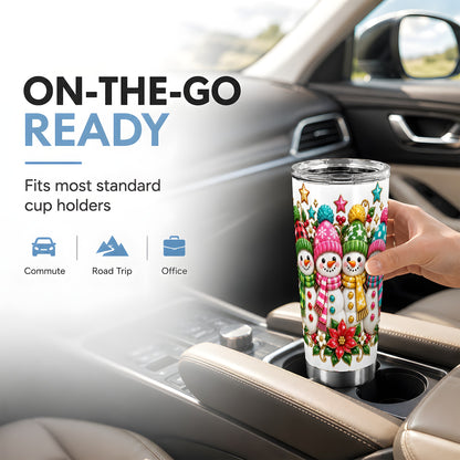 #pl[20oz|Steel] Snowman Family Tumbler 20oz, Holiday Tumbler, Stainless Steel Travel Cup