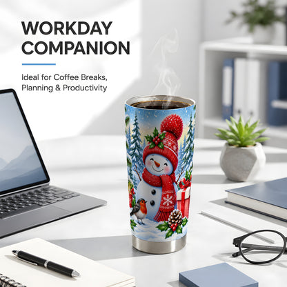 #pl[20oz|Steel] Christmas Snowman Tumbler 20oz, Robin Tumbler, Stainless Steel Travel Cup