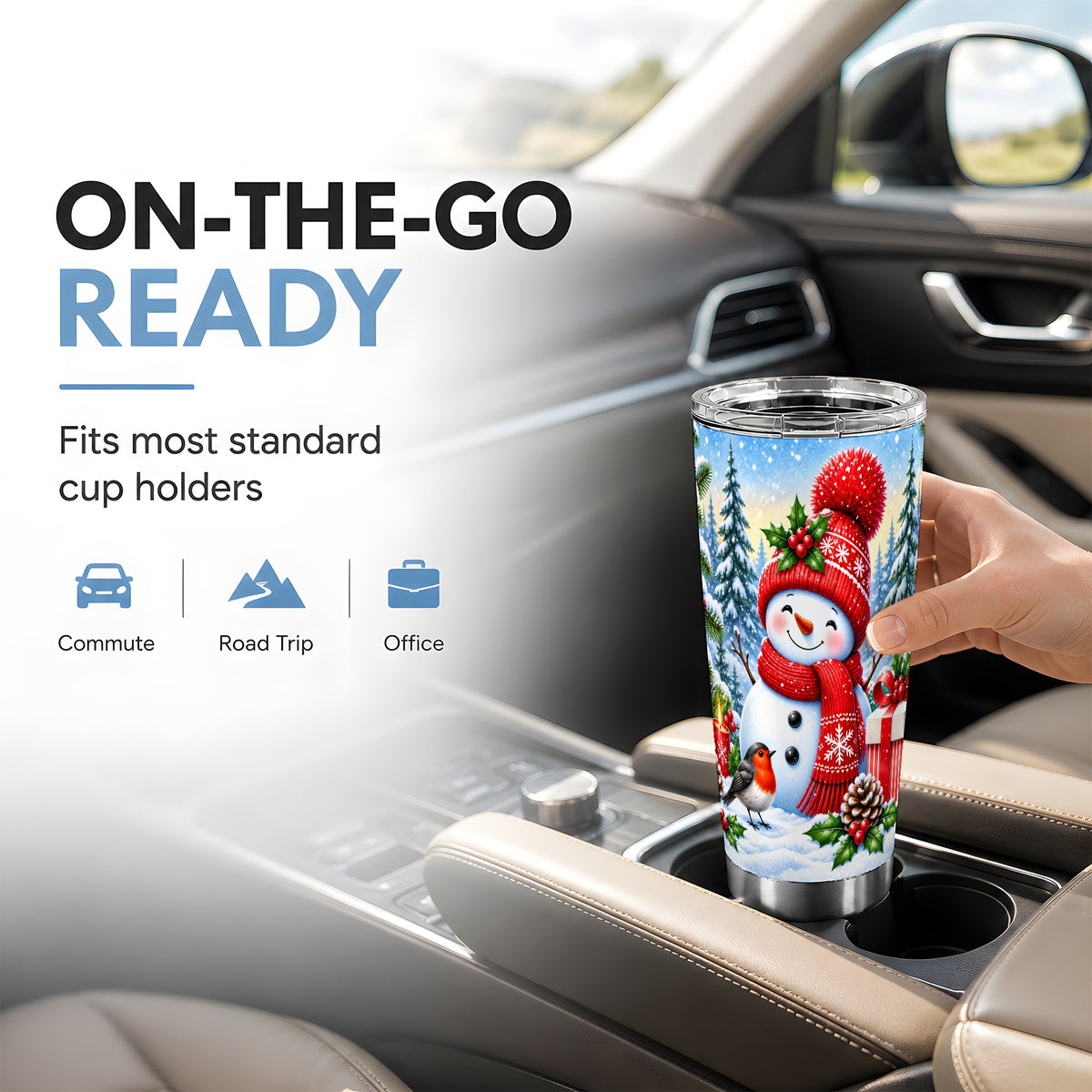 #pl[20oz|Steel] Christmas Snowman Tumbler 20oz, Robin Tumbler, Stainless Steel Travel Cup