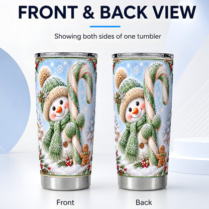 #pl[20oz|Steel] Snowman Tumbler 20oz, Candy Cane Tumbler, Stainless Steel Travel Cup