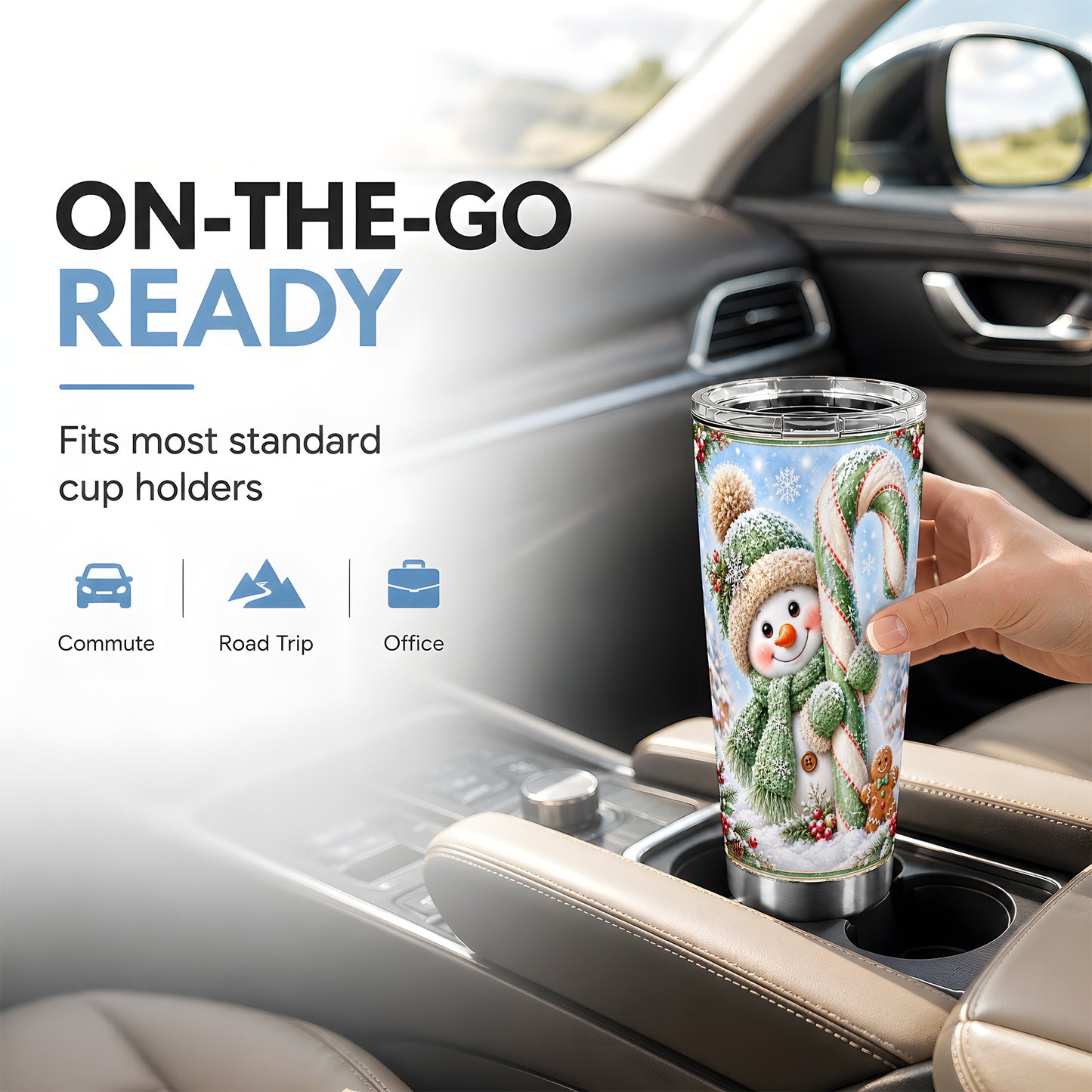 #pl[20oz|Steel] Snowman Tumbler 20oz, Candy Cane Tumbler, Stainless Steel Travel Cup
