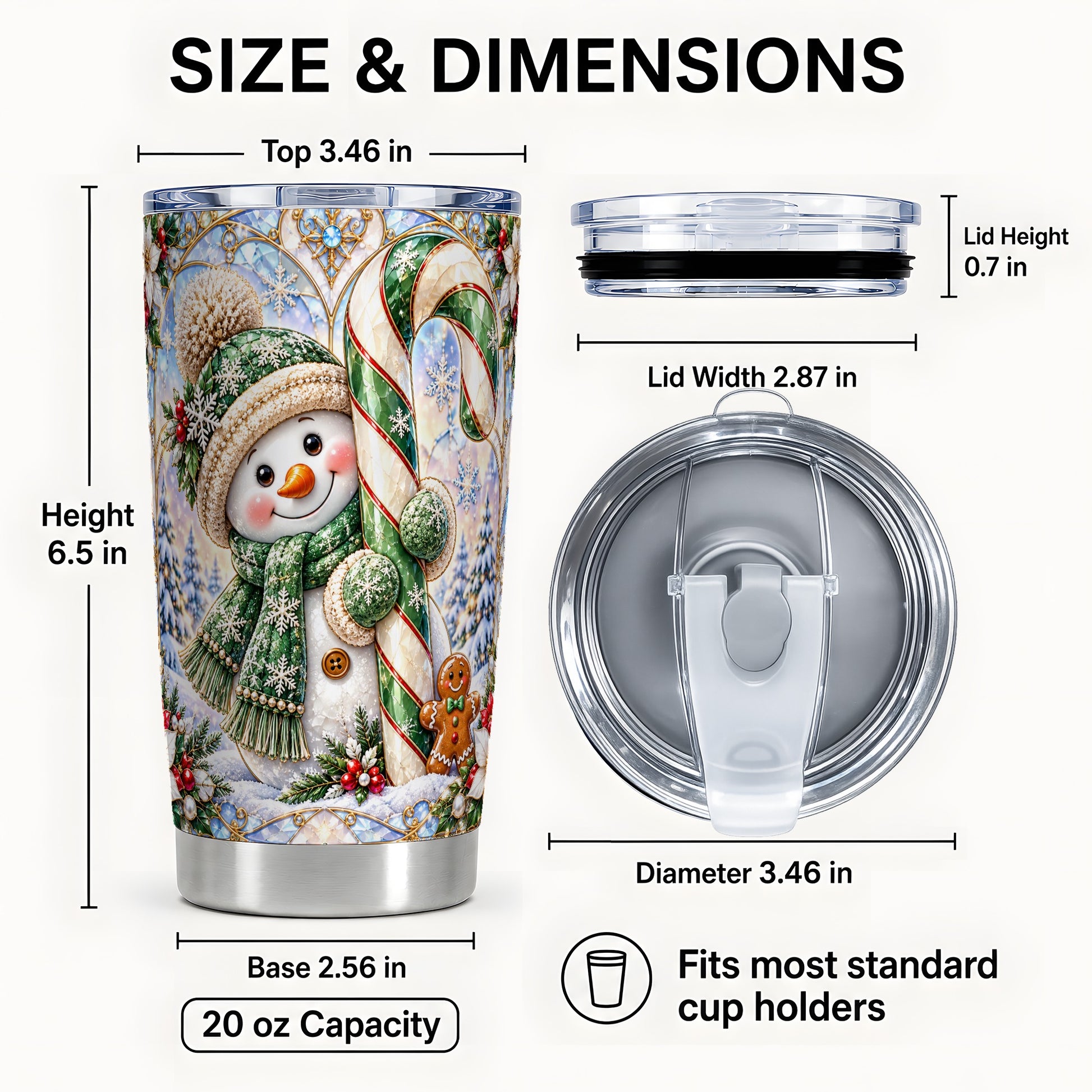 #pl[20oz|Steel] Snowman Tumbler 20oz, Candy Cane Tumbler, Stainless Steel Travel Cup