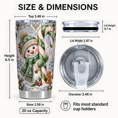 #pl[20oz|Steel] Snowman Tumbler 20oz, Candy Cane Tumbler, Stainless Steel Travel Cup