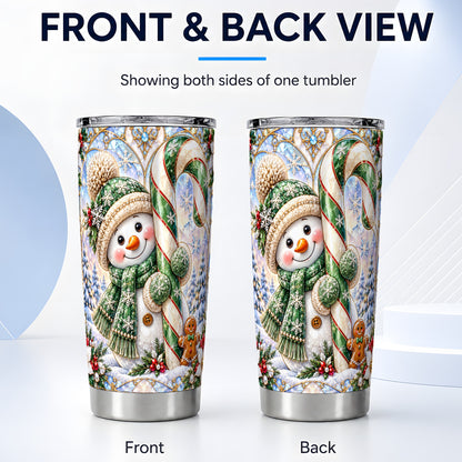 #pl[20oz|Steel] Snowman Tumbler 20oz, Candy Cane Tumbler, Stainless Steel Travel Cup