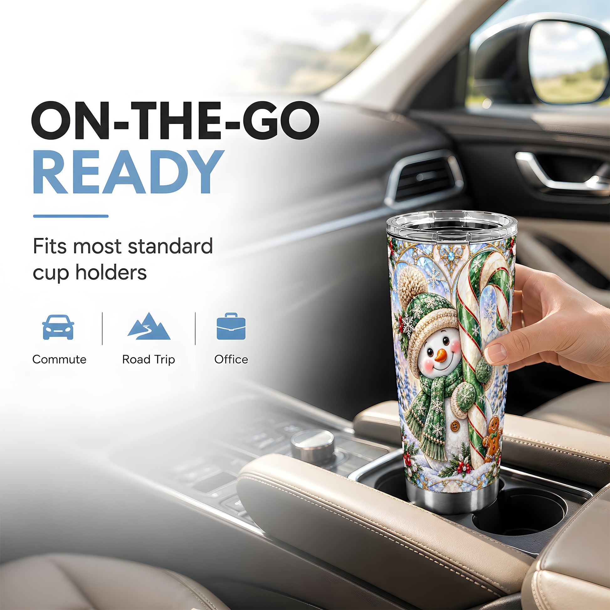 #pl[20oz|Steel] Snowman Tumbler 20oz, Candy Cane Tumbler, Stainless Steel Travel Cup