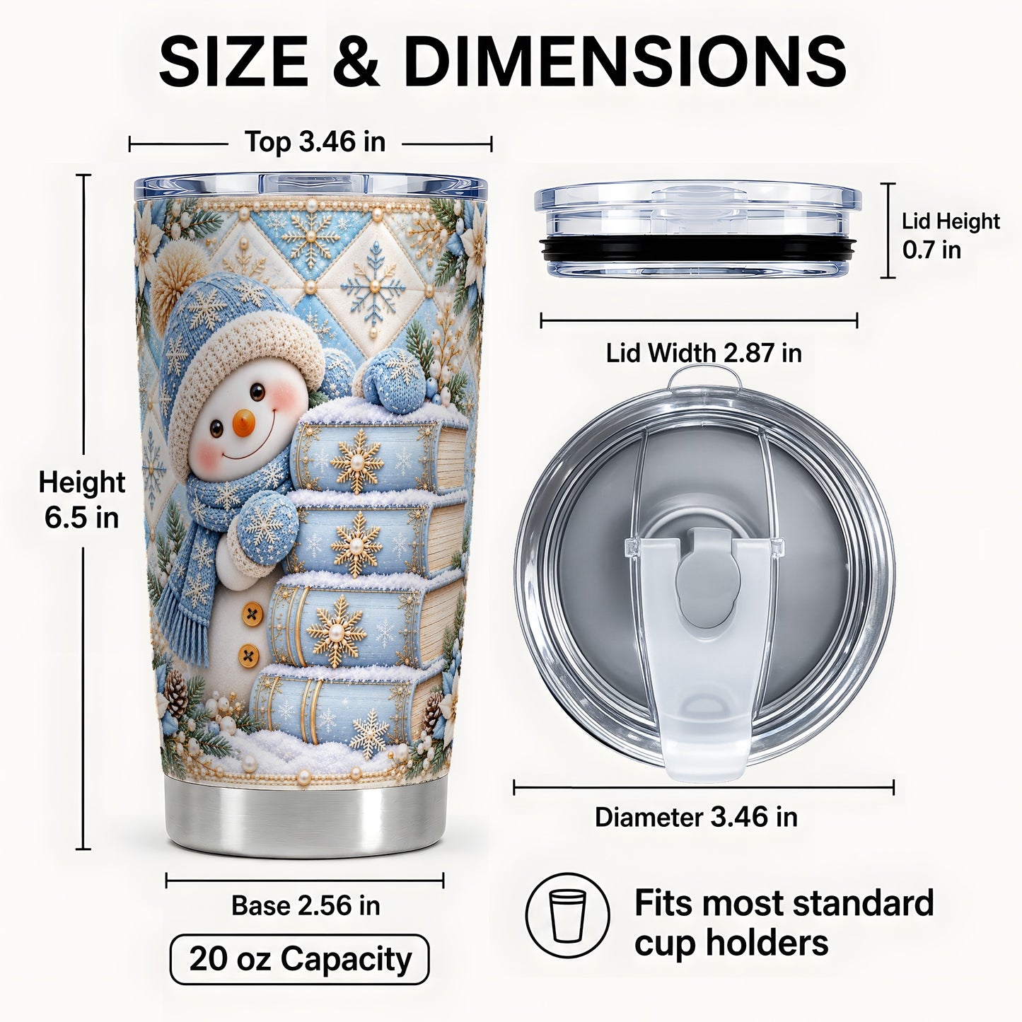 #pl[20oz|Steel] Snowman Books Tumbler 20oz, Winter Tumbler, Stainless Steel Travel Cup