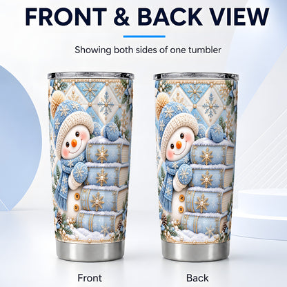 #pl[20oz|Steel] Snowman Books Tumbler 20oz, Winter Tumbler, Stainless Steel Travel Cup