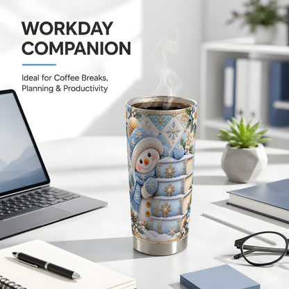 #pl[20oz|Steel] Snowman Books Tumbler 20oz, Winter Tumbler, Stainless Steel Travel Cup