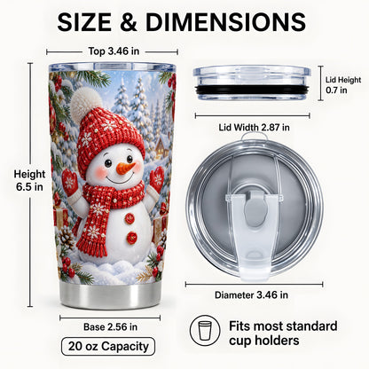 #pl[20oz|Steel] Red Snowman Tumbler 20oz, Christmas Tumbler, Stainless Steel Travel Cup