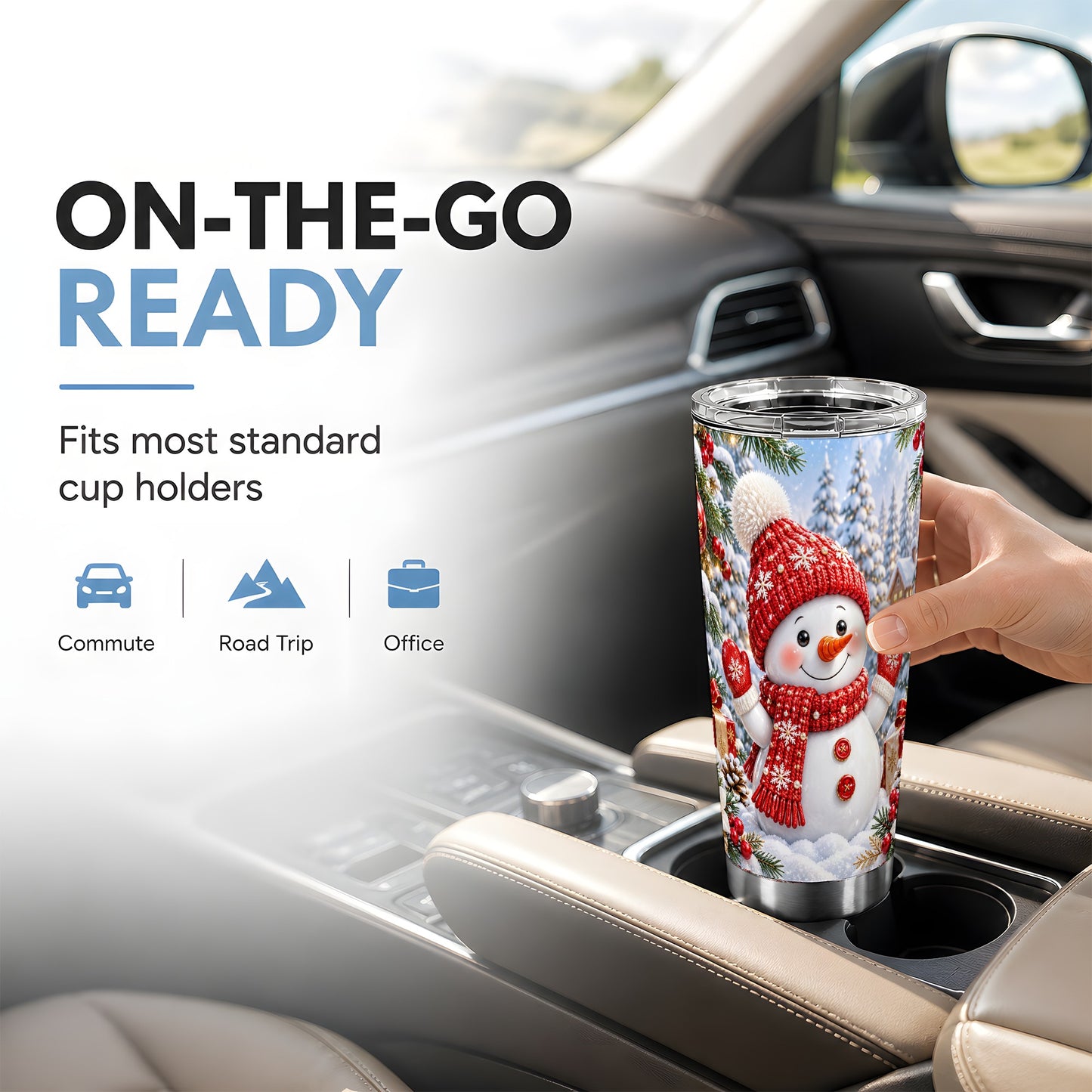 #pl[20oz|Steel] Red Snowman Tumbler 20oz, Christmas Tumbler, Stainless Steel Travel Cup
