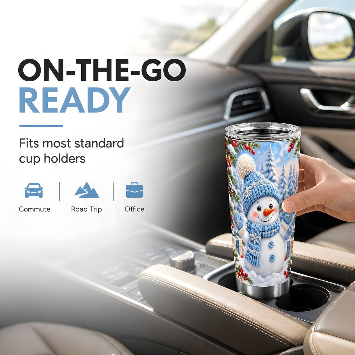 #pl[20oz|Steel] Blue Snowman Tumbler 20oz, Christmas Tumbler, Stainless Steel Travel Cup