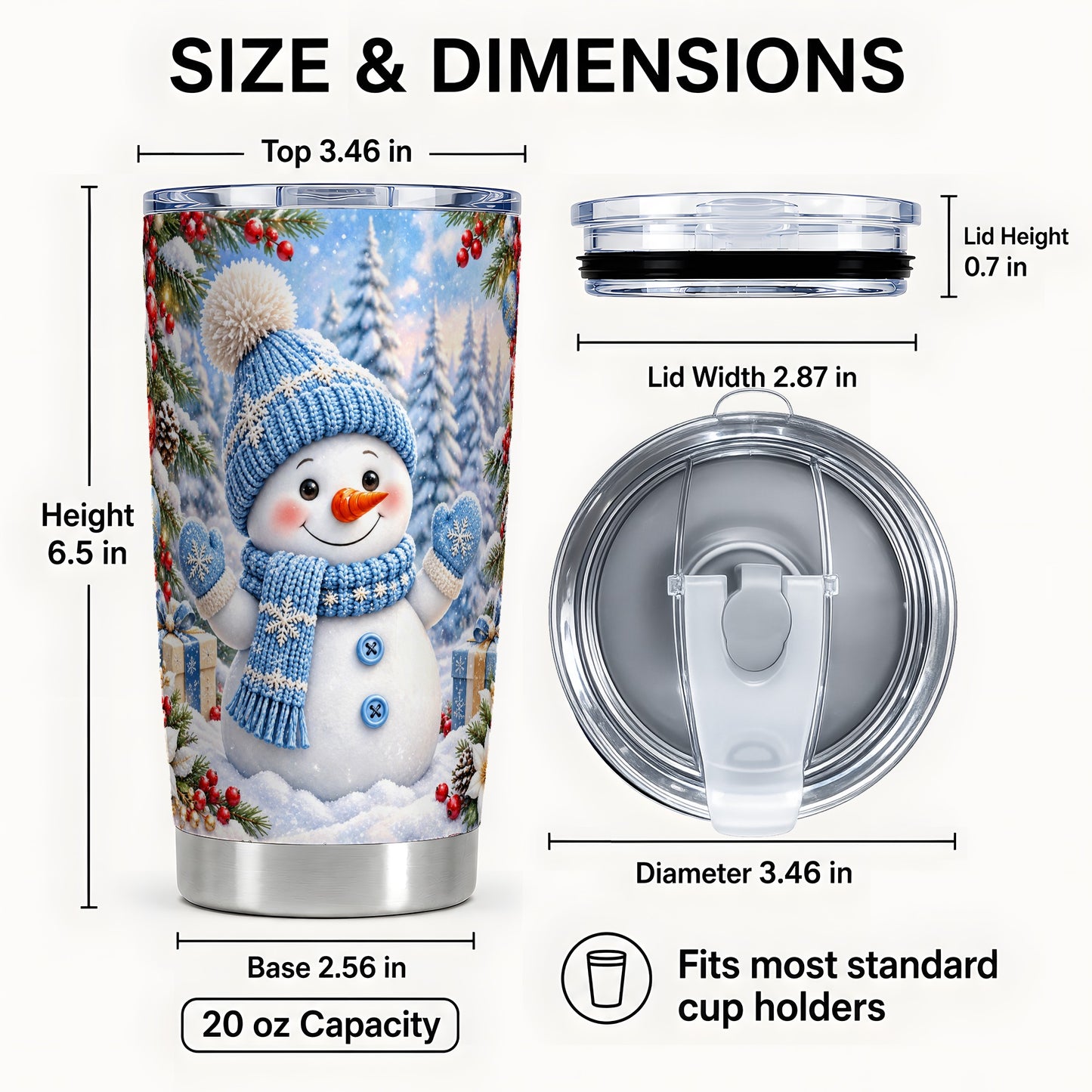 #pl[20oz|Steel] Blue Snowman Tumbler 20oz, Christmas Tumbler, Stainless Steel Travel Cup