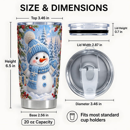 #pl[20oz|Steel] Blue Snowman Tumbler 20oz, Christmas Tumbler, Stainless Steel Travel Cup