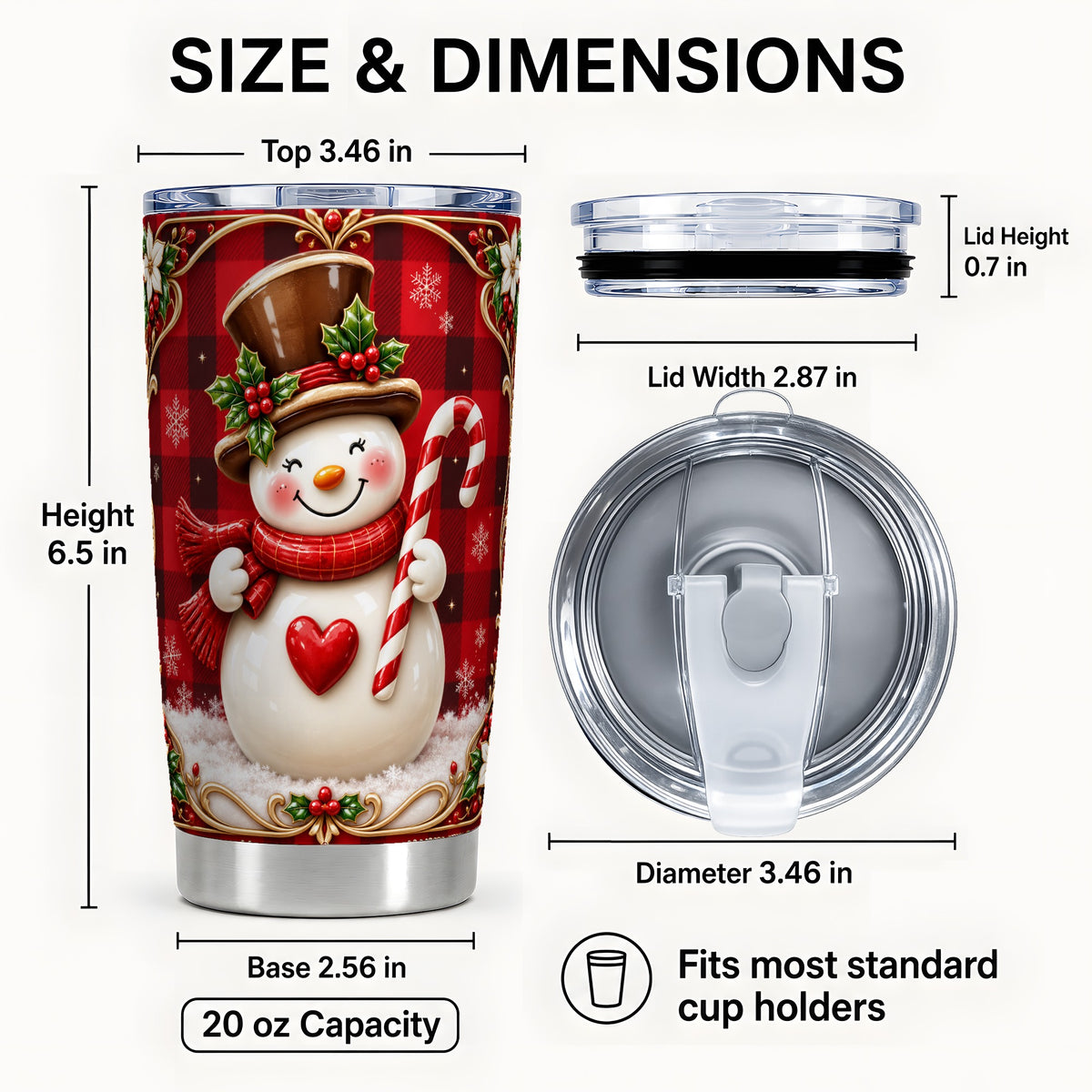 #pl[20oz|Steel] Plaid Snowman Tumbler 20oz, Christmas Tumbler, Stainless Steel Travel Cup