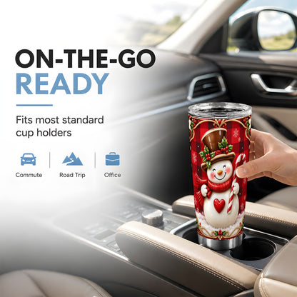 #pl[20oz|Steel] Plaid Snowman Tumbler 20oz, Christmas Tumbler, Stainless Steel Travel Cup