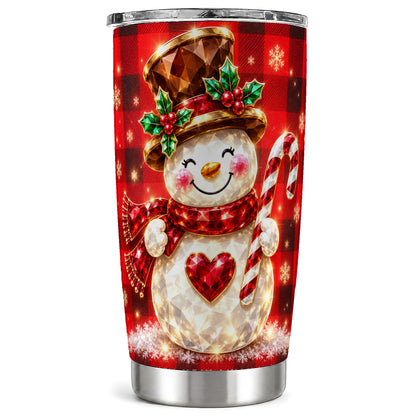Gem Snowman Tumbler 20oz, Christmas Tumbler, Stainless Steel Travel Cup