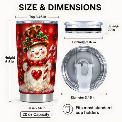 #pl[20oz|Steel] Gem Snowman Tumbler 20oz, Christmas Tumbler, Stainless Steel Travel Cup
