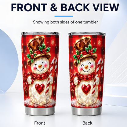 #pl[20oz|Steel] Gem Snowman Tumbler 20oz, Christmas Tumbler, Stainless Steel Travel Cup