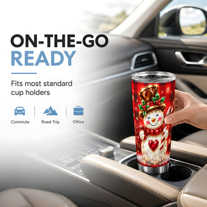 #pl[20oz|Steel] Gem Snowman Tumbler 20oz, Christmas Tumbler, Stainless Steel Travel Cup