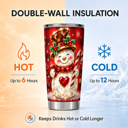 #pl[20oz|Steel] Gem Snowman Tumbler 20oz, Christmas Tumbler, Stainless Steel Travel Cup