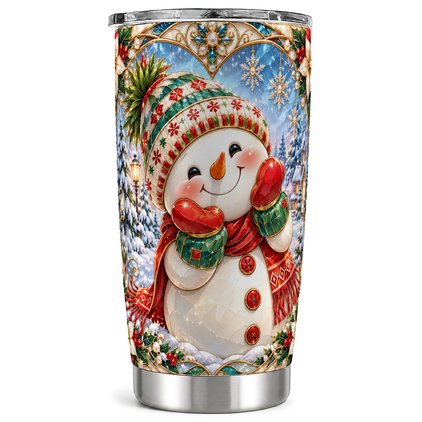 Christmas Snowman Tumbler 20oz, Winter Tumbler, Stainless Steel Travel Cup