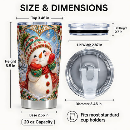 #pl[20oz|Steel] Christmas Snowman Tumbler 20oz, Winter Tumbler, Stainless Steel Travel Cup