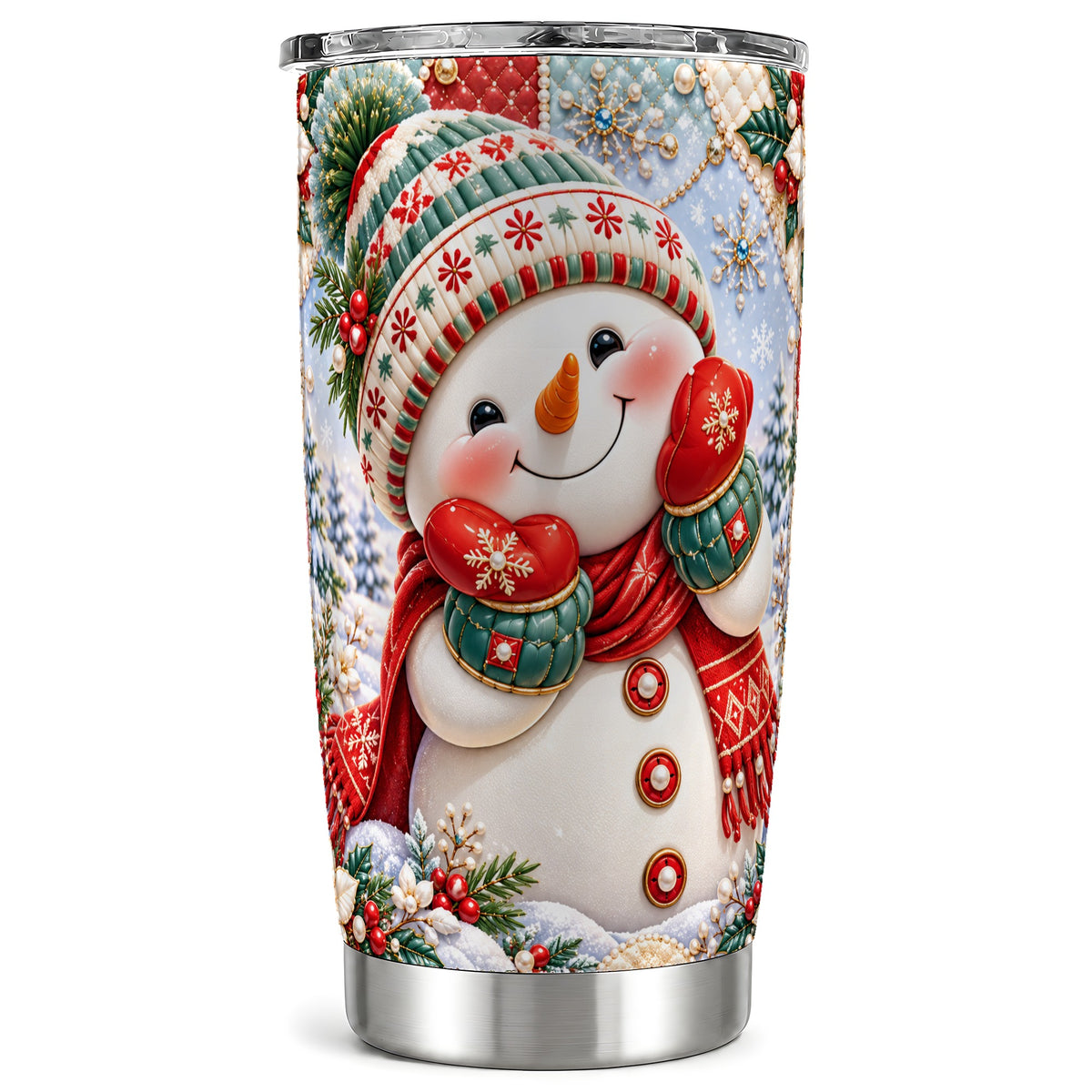 Cute Snowman Tumbler 20oz, Christmas Tumbler, Stainless Steel Travel Cup