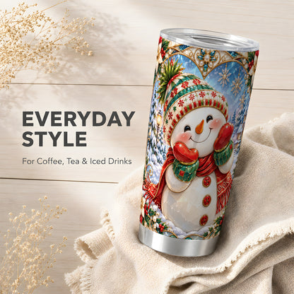 #pl[20oz|Steel] Christmas Snowman Tumbler 20oz, Winter Tumbler, Stainless Steel Travel Cup