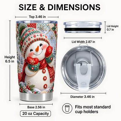 #pl[20oz|Steel] Cute Snowman Tumbler 20oz, Christmas Tumbler, Stainless Steel Travel Cup