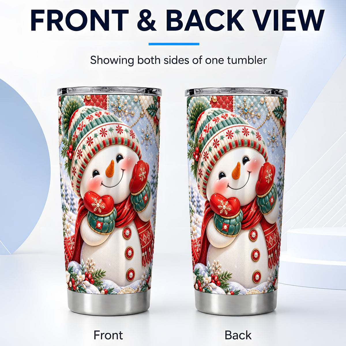 #pl[20oz|Steel] Cute Snowman Tumbler 20oz, Christmas Tumbler, Stainless Steel Travel Cup