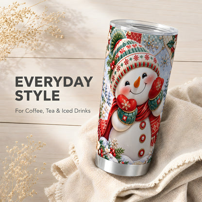 #pl[20oz|Steel] Cute Snowman Tumbler 20oz, Christmas Tumbler, Stainless Steel Travel Cup