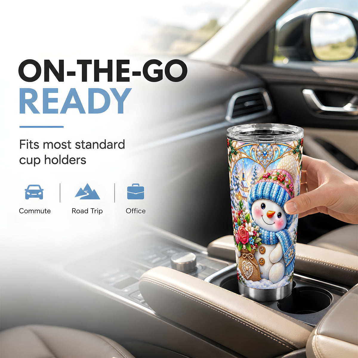 #pl[20oz|Steel] Floral Snowman Tumbler 20oz, Winter Tumbler, Stainless Steel Travel Cup