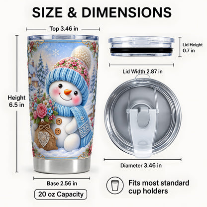 #pl[20oz|Steel] Snowman Bouquet Tumbler 20oz, Winter Tumbler, Stainless Steel Travel Cup