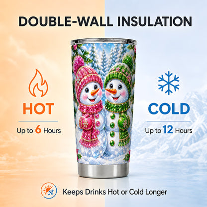 #pl[20oz|Steel] Jeweled Snowman Tumbler 20oz, Crystal Tumbler, Stainless Steel Travel Cup