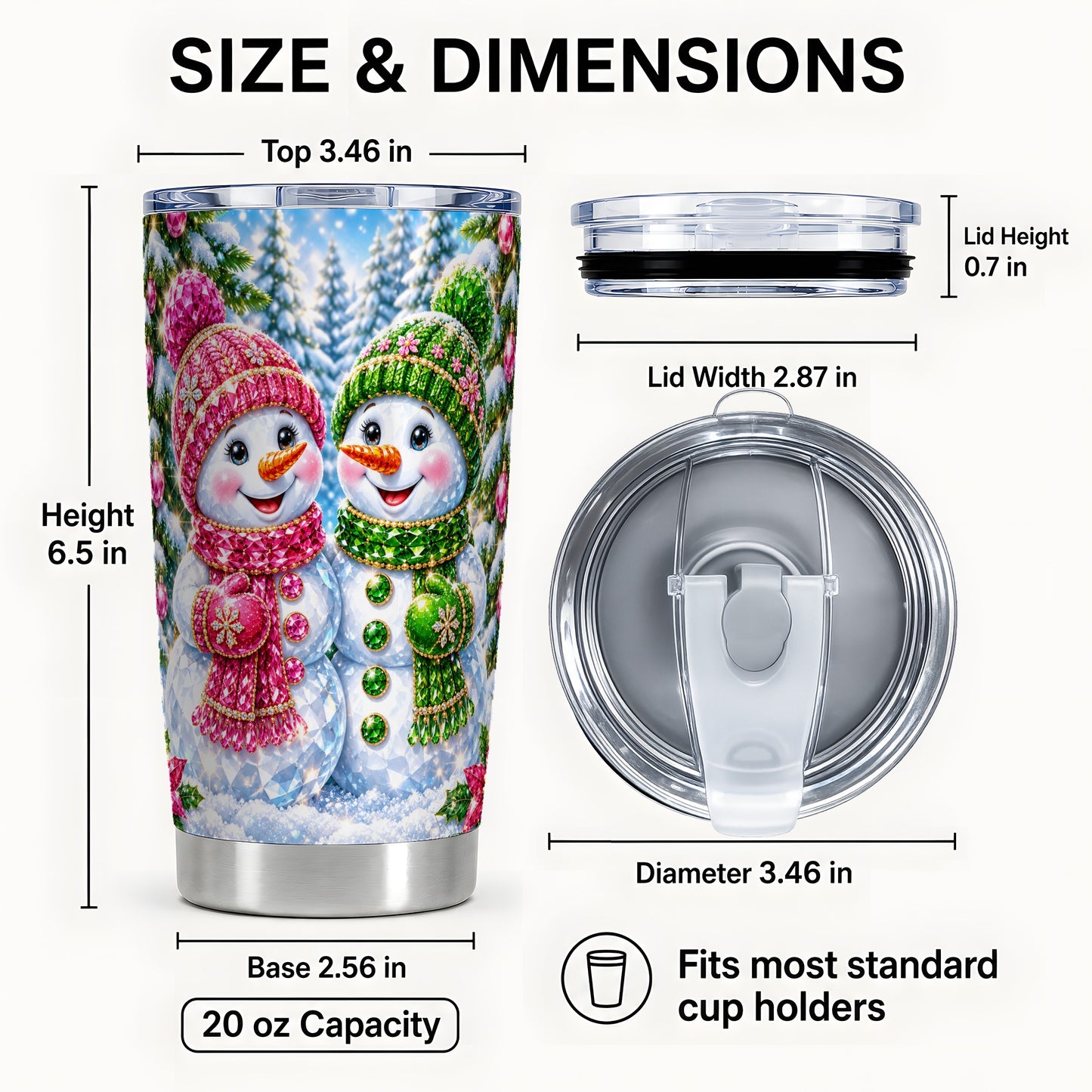 #pl[20oz|Steel] Jeweled Snowman Tumbler 20oz, Crystal Tumbler, Stainless Steel Travel Cup