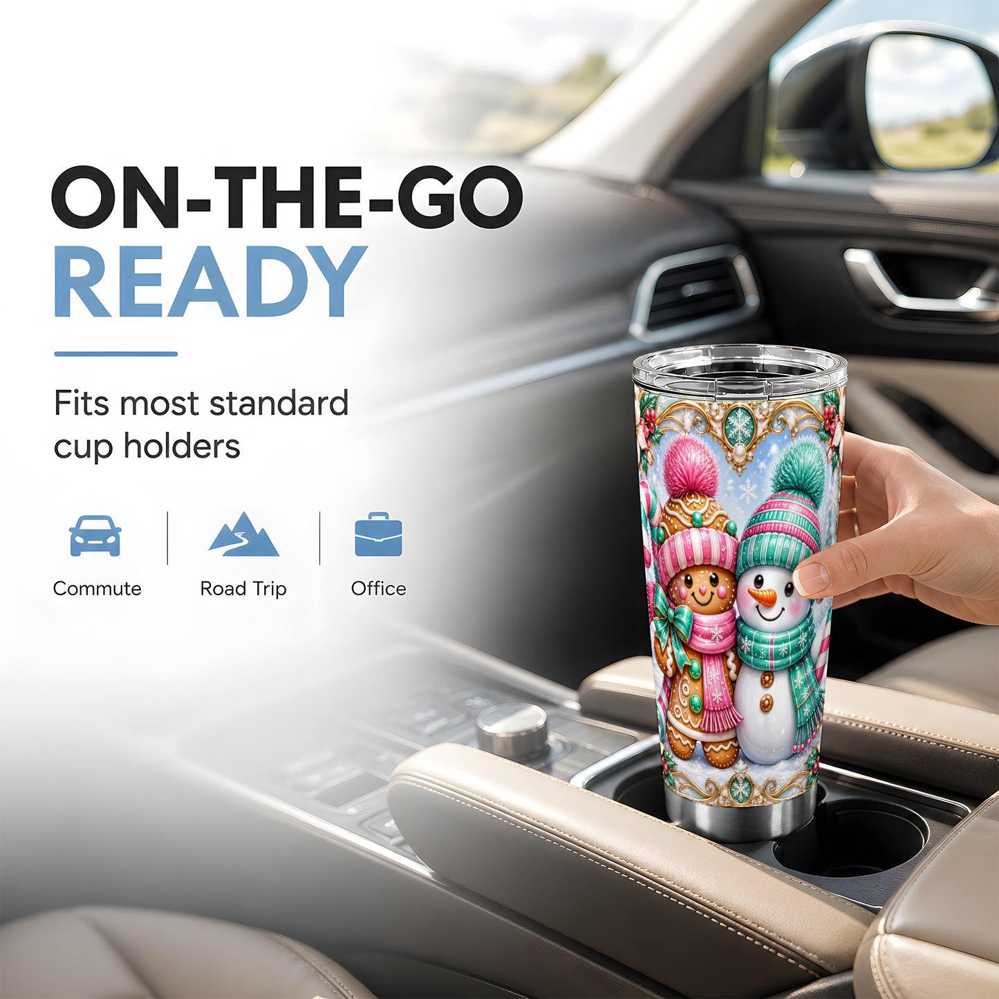 #pl[20oz|Steel] Gingerbread Snowman Tumbler 20oz, Candy Tumbler, Stainless Steel Travel Cup