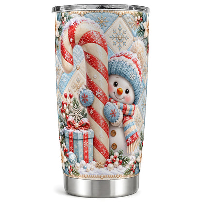 Candy Cane Tumbler 20oz, Snowman Tumbler, Stainless Steel Travel Cup
