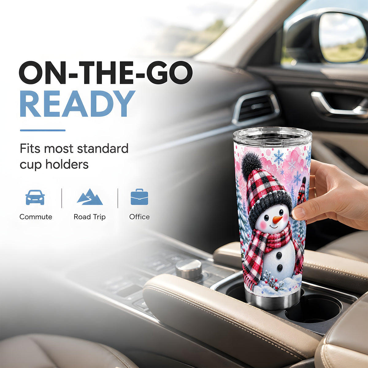 #pl[20oz|Steel] Cardinal Tumbler 20oz, Snowman Plaid Tumbler, Stainless Steel Travel Cup