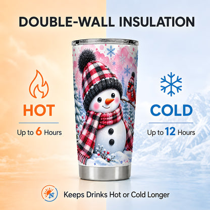 #pl[20oz|Steel] Cardinal Tumbler 20oz, Snowman Plaid Tumbler, Stainless Steel Travel Cup