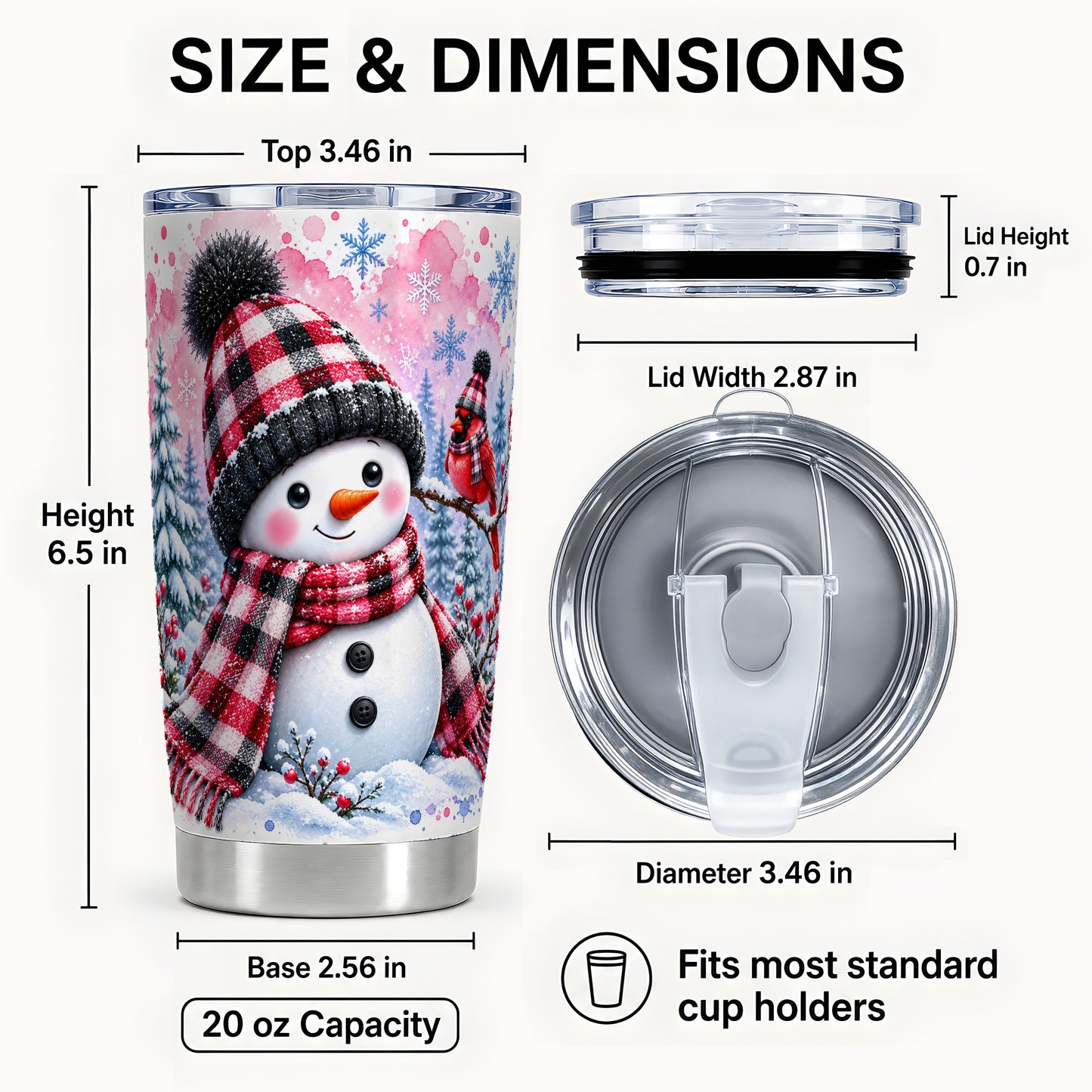 #pl[20oz|Steel] Cardinal Tumbler 20oz, Snowman Plaid Tumbler, Stainless Steel Travel Cup